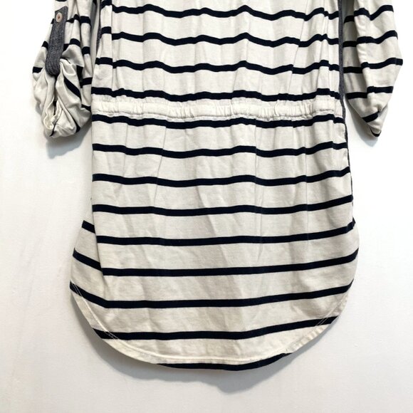 POSTMARK ANTHROPOLOGIE ANTHRO Rowena Tunic White Navy Blue Striped Chambray Top - Picture 10 of 16